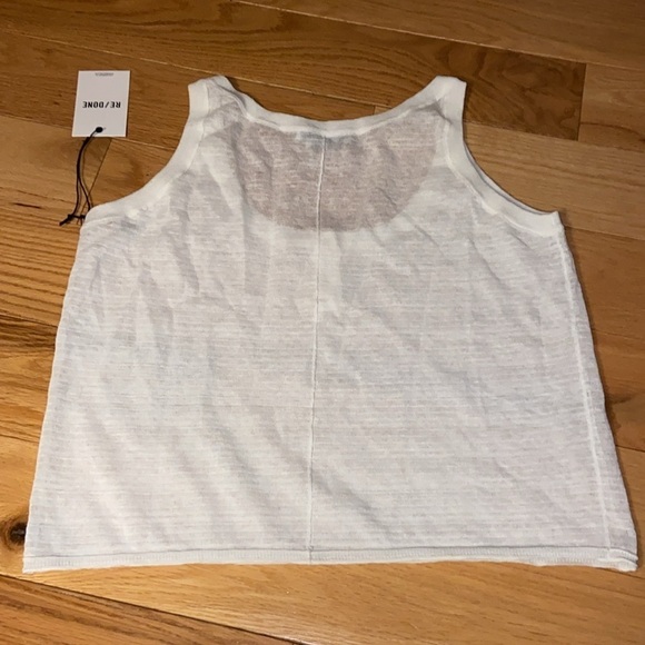 NWT Re/Done Linen Blend Sheer Henley Tank in vintage, white , size small - Picture 5 of 10
